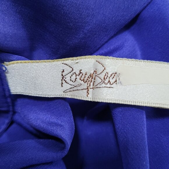 Rory Beca Blue 100% Silk Open Back Snap Closure Long Sleeve Top USA Small S - Picture 3 of 16